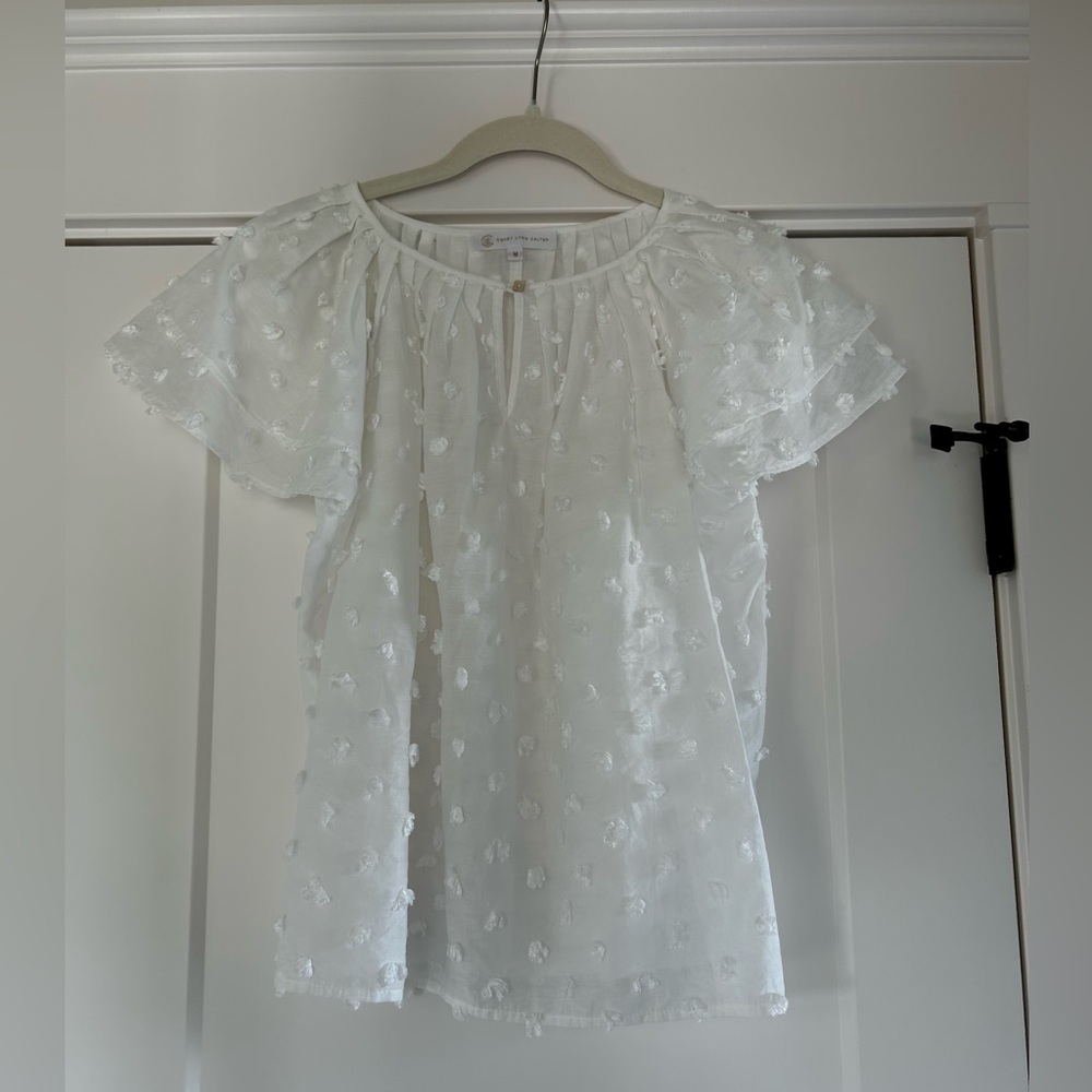 Corey Lynn Calter White Flutter Sleeve Blouse